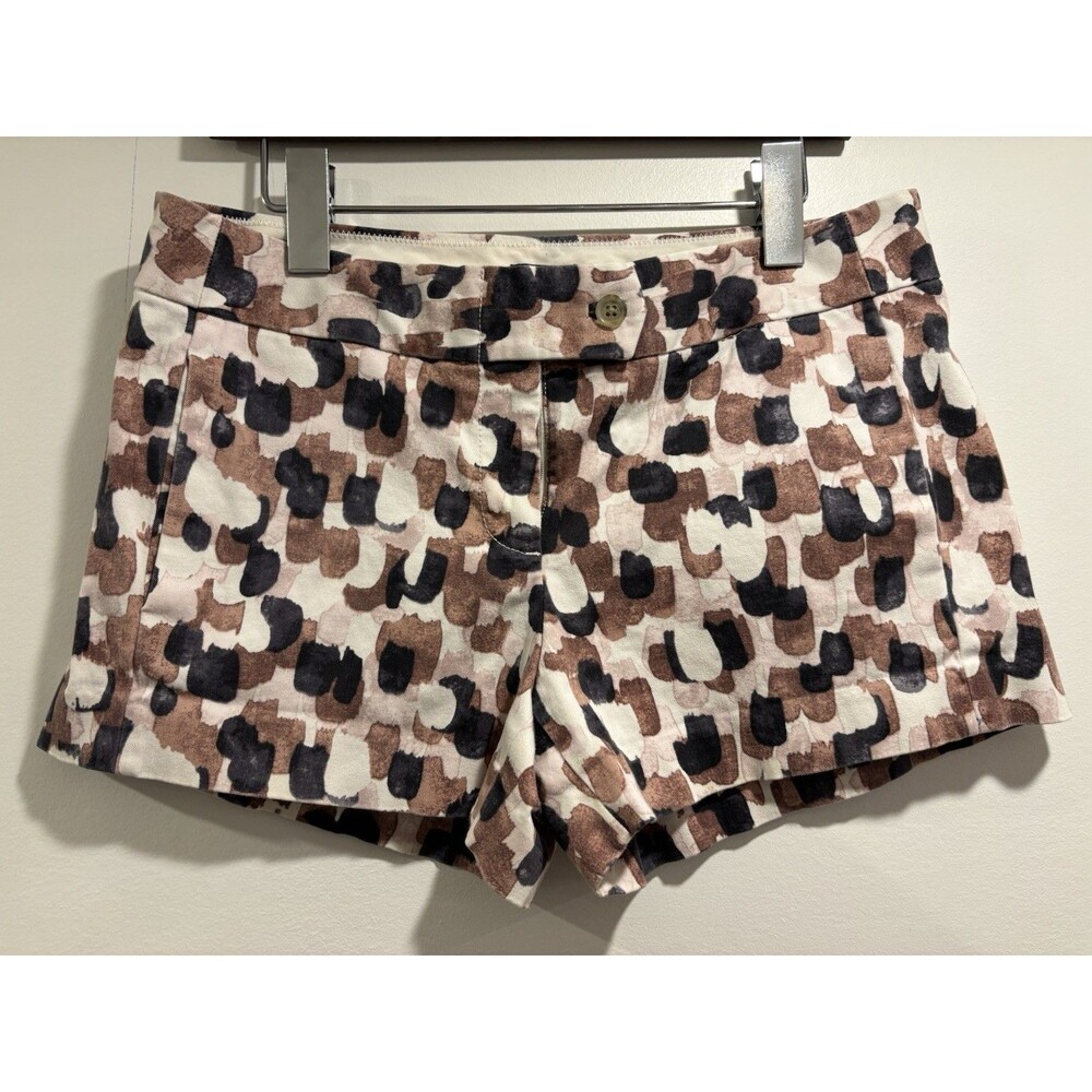 J. Crew Shorts Sz 4 Cotton Stretch Abstract Casual Pockets Brown Black Pink